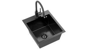 CHIUVETA BUCATARIE REA LUKE 90, CU BATERIE, NEGRU, DIN INOX, CALITATE SUPERIOARA