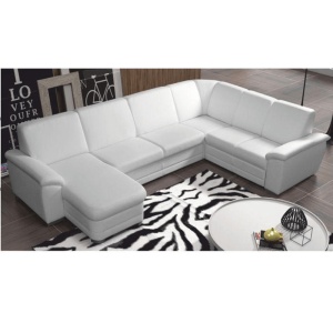 COLTAR BITER U, TIP U, MODEL STANGA, ALB, DIN PIELE ECOLOGICA, EXTENSIBIL, SPATIU DEPOZITARE, STIL MODERN, TK - Img 1