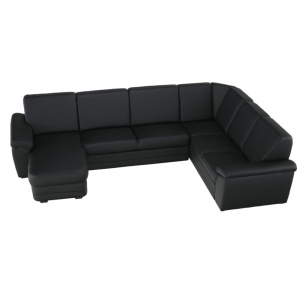 COLTAR BITER U, TIP U, MODEL STANGA, NEGRU, DIN PIELE ECOLOGICA, EXTENSIBIL, SPATIU DEPOZITARE, STIL MODERN, TK - Img 1