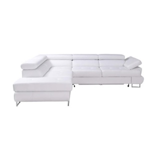 COLTAR BUTON R, MODEL STANGA, ALB, DIN PIELE ECOLOGICA, EXTENSIBIL, SPATIU DEPOZITARE, STIL MODERN, TK - Img 2