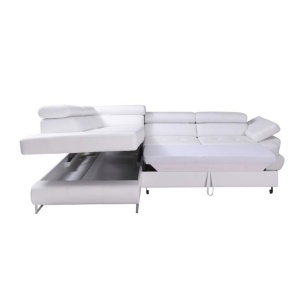 COLTAR BUTON R, MODEL STANGA, ALB, DIN PIELE ECOLOGICA, EXTENSIBIL, SPATIU DEPOZITARE, STIL MODERN, TK - Img 4