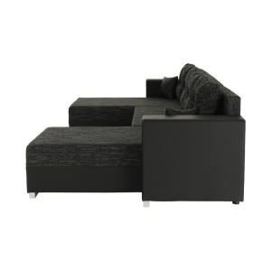 COLTAR ESSEN, UNIVERSAL (S/D), NEGRU, DIN PIELE ECOLOGICA SI TEXTIL, EXTENSIBIL, SPATIU DEPOZITARE, STIL MODERN, TK - Img 4