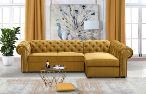 COLTAR EXTENSIBIL 278 CM, VALENTINO L DREAPTA, GALBEN, DIN STOFA DE CALITATE SUPERIOARA
