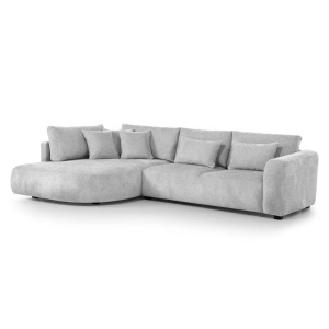 COLTAR FIX IN FORMA DE L STANGA, 300CM, CONFECTIONAT DIN MATERIAL TIP CHENILLE, GRI DESCHIS, JACOBS, STIL MODERN