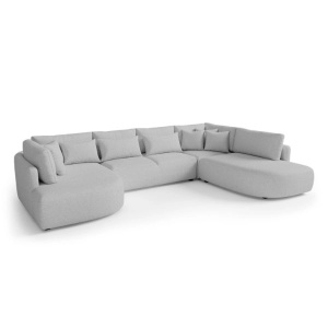 COLTAR FIX IN FORMA DE U, 380CM, CONFECTIONAT DIN MATERIAL TIP CHENILLE, GRI DESCHIS, JACOBS, STIL MODERN