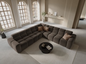 COLTAR LISA, 6 LOCURI, 310 CM, MARO DESCHIS, TAPITERIE DIN CATIFEA, DESIGN DEOSEBIT
