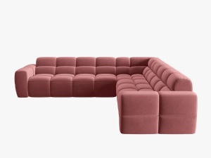 COLTAR LISA, 6 LOCURI, 310 CM, ROZ, TAPITERIE DIN CATIFEA, DESIGN DEOSEBIT - Img 3