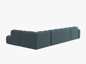 COLTAR LISA, DREAPTA, 7 LOCURI, 387 CM, ALBASTRU DESCHIS 76, TAPITERIE DIN STOFA, DESIGN DEOSEBIT - Img 3