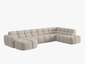 COLTAR LISA, DREAPTA, 7 LOCURI, 387 CM, BEJ 05, TAPITERIE DIN STOFA, DESIGN DEOSEBIT
