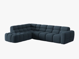 COLTAR LISA, STANGA, 5 LOCURI, 293 CM, ALBASTRU INCHIS 77, TAPITERIE DIN STOFA, DESIGN DEOSEBIT - Img 2