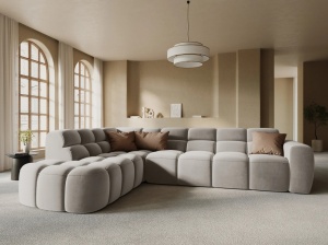 COLTAR LISA, STANGA, 5 LOCURI, 293 CM, BEJ DESCHIS, TAPITERIE DIN CATIFEA, DESIGN DEOSEBIT