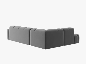 COLTAR LISA, STANGA, 5 LOCURI, 293 CM, GRI DESCHIS, TAPITERIE DIN CATIFEA, DESIGN DEOSEBIT - Img 4