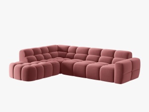 COLTAR LISA, STANGA, 5 LOCURI, 293 CM, ROZ, TAPITERIE DIN CATIFEA, DESIGN DEOSEBIT - Img 3
