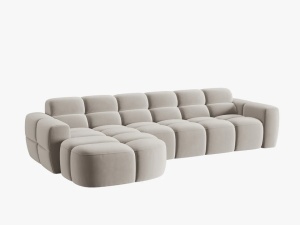 COLTAR LISA, STANGA, 5 LOCURI, 310 CM, BEJ DESCHIS, TAPITERIE DIN CATIFEA, DESIGN DEOSEBIT - Img 2
