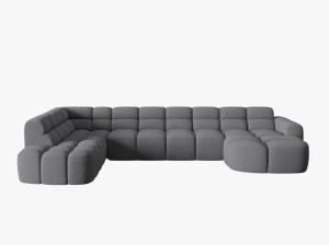 COLTAR LISA, STANGA, 7 LOCURI, 387 CM, GRI 89, TAPITERIE DIN STOFA, DESIGN DEOSEBIT - Img 2