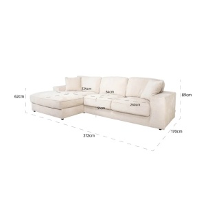 COLTAR LUND CU 2,5 LOCURI + SEZLONG EXTENSIBIL PE STANGA, NIAGARA 902 BEJ CHENILLE, SANTOS-2.5AR+LCH95L.E429, CONFECTIONAT DIN LEMN, METAL SI 100% POLIESTER, RICHMOND INTERIOR - Img 2