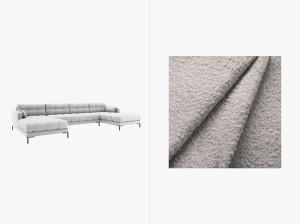 COLTAR MAMAIA, CU 6 LOCURI, GRI DESCHIS, CU TAPITERIE DIN TEXTIL BOUCLE BALOO, MICADONI
