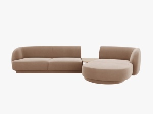 COLTAR MILEY, CU 3 LOCURI, PE DREAPTA, CAPPUCCINO, CU TAPITERIE DIN CAATIFEA BLUVEL, MICADONI