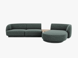 COLTAR MILEY, CU 3 LOCURI, PE DREAPTA, VERDE PETROL, CU TAPITERIE DIN TEXTIL CHENILLE HAGA, MICADONI