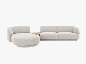 COLTAR MILEY, CU 3 LOCURI, PE STANGA, ARGINTIU, CU TAPITERIE DIN TEXTIL CHENILLE EDEN, MICADONI