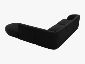 COLTAR MILEY DREAPTA, 6 LOCURI, 258 CM, NEGRU 19, TAPITERIE DIN CATIFEA, DESIGN DEOSEBIT - Img 2