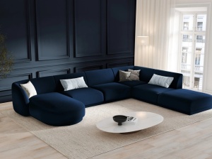 COLTAR MILEY DREAPTA, 6 LOCURI, 327 CM, ALBASTRU 86, TAPITERIE DIN CATIFEA, DESIGN DEOSEBIT