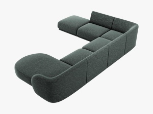 COLTAR MILEY STANGA, 6 LOCURI, 327 CM, VERDE 78, TAPITERIE CHENILLE, DESIGN DEOSEBIT - Img 2