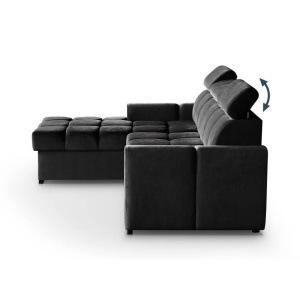 COLTAR MODERN DEOSEBIT, GOMEZ STANGA 267CM, DIN CATIFEA DE CULOARE NEAGRA, CONFORT SPORIT - Img 3