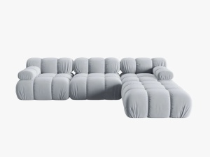 COLTAR MODULAR BELLIS, 4 LOCURI, 282 CM, ALBASTRU DESCHIS 80, TAPITERIE DIN CATIFEA, DESIGN DEOSEBIT - Img 6