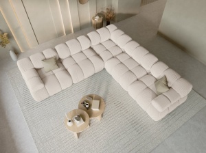 COLTAR MODULAR BELLIS, 5 LOCURI, 282 CM, BEJ DESCHIS 23, TAPITERIE DIN CATIFEA 3D, DESIGN DEOSEBIT
