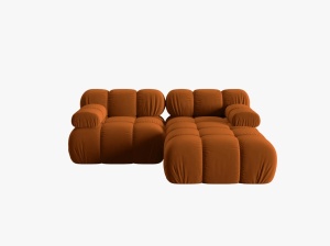 COLTAR MODULAR BELLIS, DREAPTA, 2 LOCURI, 191 CM, SCORTISOARA 56, TAPITERIE DIN CATIFEA, DESIGN DEOSEBIT - Img 6
