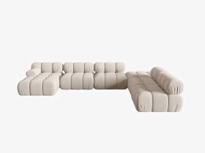 COLTAR MODULAR BELLIS, DREAPTA, 6 LOCURI, 379 CM, BEJ DESCHIS 23, TAPITERIE DIN CATIFEA 3D, DESIGN DEOSEBIT