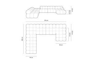 COLTAR MODULAR BELLIS, DREAPTA, 6 LOCURI, 379 CM, SCORTISOARA 44, TAPITERIE DIN CATIFEA 3D, DESIGN DEOSEBIT - Img 7