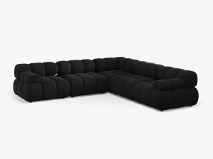 COLTAR MODULAR BELLIS, NEGRU, CU TAPITERIE DIN CATIFEA BLUVEL, MICADONI