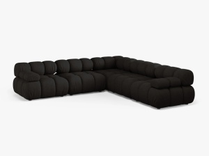 COLTAR MODULAR BELLIS, NEGRU, CU TAPITERIE DIN TEXTIL STRUCTURAT LIBERTY, MICADONI