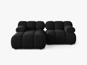 COLTAR MODULAR BELLIS, PE STANGA, NEGRU, CU TAPITERIE DIN CATIFEA BLUVEL, MICADONI