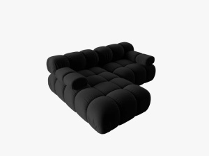 COLTAR MODULAR BELLIS, STANGA, 2 LOCURI, 191 CM, NEGRU 100, TAPITERIE DIN CATIFEA, MICADONI - Img 4