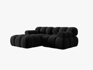 COLTAR MODULAR BELLIS, STANGA, 2 LOCURI, 191 CM, NEGRU 100, TAPITERIE DIN CATIFEA, MICADONI - Img 5