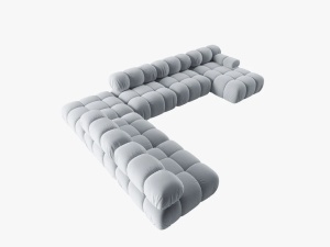 COLTAR MODULAR BELLIS, STANGA, 6 LOCURI, 379 CM, ALBASTRU DESCHIS 80, TAPITERIE DIN CATIFEA, DESIGN DEOSEBIT - Img 4