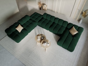 COLTAR MODULAR BELLIS, STANGA, 6 LOCURI, 379 CM, VERDE 38, TAPITERIE DIN CATIFEA, DESIGN DEOSEBIT