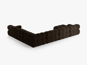 COLTAR MODULAR PANORAMIC BELLIS, PE DREAPTA, MARO INCHIS, CU TAPITERIE DIN CATIFEA VENUS, MICADONI - Img 3