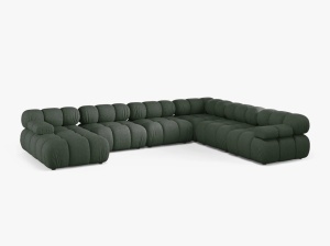 COLTAR MODULAR PANORAMIC BELLIS, PE DREAPTA, VERDE INCHIS, CU TAPITERIE DIN TEXTIL STRUCTURAT LIBERTY, MICADONI