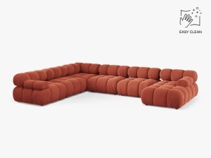 COLTAR MODULAR PANORAMIC BELLIS, PE STANGA, CORAI, CU TAPITERIE DIN CATIFEA VENUS, MICADONI