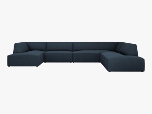 COLTAR RUBY, CU 7 LOCURI, PE DREAPTA, ALBASTRU MARIN, CU TAPITERIE DIN TEXTIL STRUCTURAT OTTAWA, MICADONI