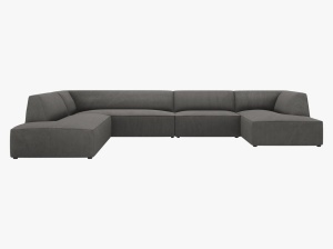 COLTAR RUBY, CU 7 LOCURI, PE STANGA, GRI INCHIS, CU TAPITERIE DIN CATIFEA REIATA MATA, MICADONI - Img 2