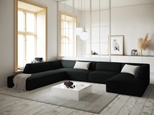 COLTAR RUBY, CU 7 LOCURI, PE STANGA, NEGRU, CU TAPITERIE DIN CATIIFEA REIATA MATA, MICADONI
