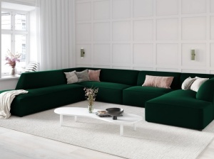 COLTAR RUBY, CU 7 LOCURI, PE STANGA, VERDE SMARALD, CU TAPITERIE DIN CATIFEA SALVADOR, MICADONI