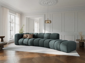 COLTAR SEMIROTUND LUPIN, DREAPTA, 5 LOCURI, 335 CM, VERDE PETROL 78, TAPITERIE CHENILLE, DESIGN DEOSEBIT