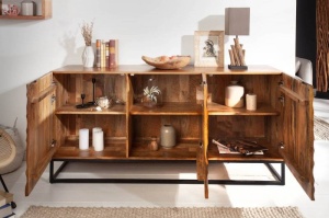 COMODA 160CM, VULCANO, DIN LEMN DE MANGO SI SUPORT METAL, COD 40055 DESIGN RETRO - Img 3