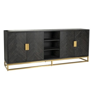 COMODA BLACKBONE, 225 CM, NEGRU/AURIU, DIN FURNIR DE STEJAR SI METAL, RICHMOND INTERIORS - Img 2